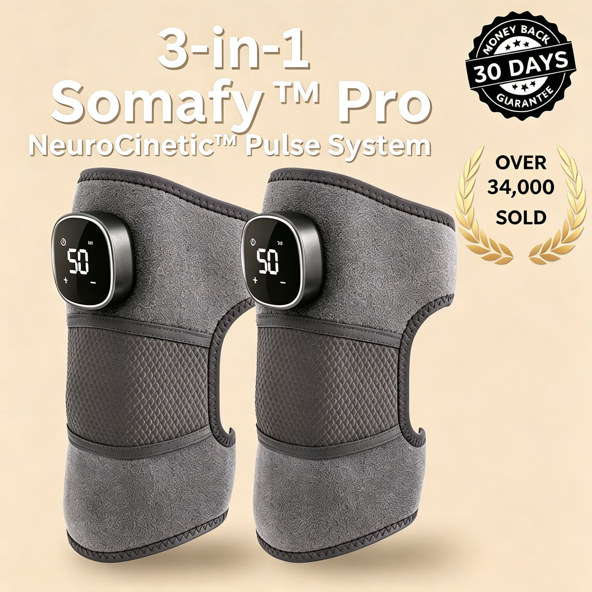 SOMAFY Pro 3-i-1-kne-massasjeapparat